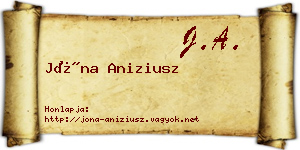 Jóna Aniziusz névjegykártya